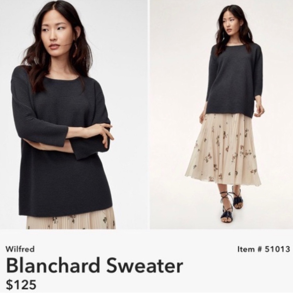 Aritzia Wilfred Blanchard Ribbed Knit Crew Neck Army Green Sweater Sz XS